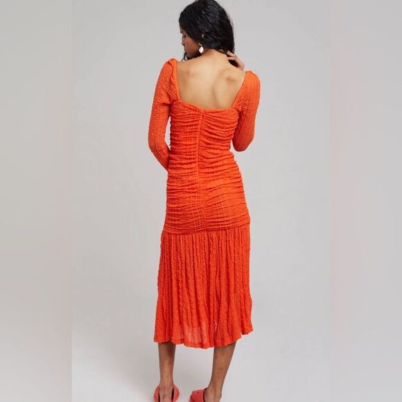 GANNI Ruched Lace Midi Dress - Picture 2 of 14